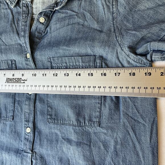 Old Navy Women Half Button Up Shirt Dress Size M Blue Denim Collared Front - Picture 5 of 9